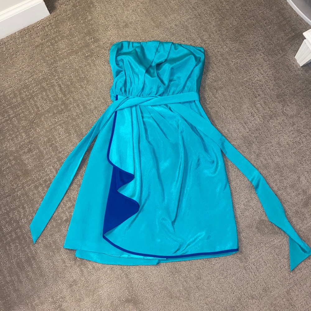Blue strapless Express dress